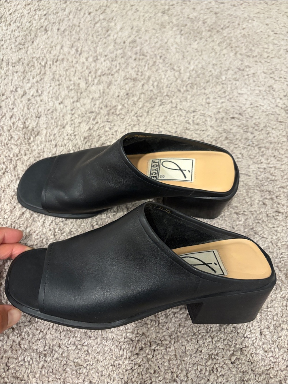 Joyce Vintage Y2K Black Leather Slide Mules for women size 6